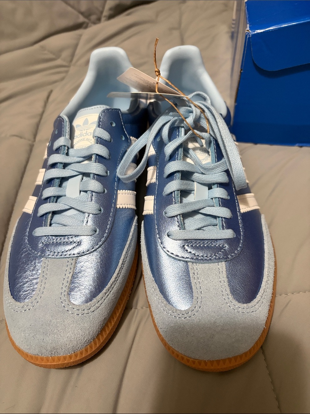 adidas yourh Metallic Light Blue & Sky Blue Sneakers